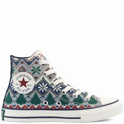 Gyerek Converse Festive Jumper Chuck Taylor All Star Magasszárú Cipő CO2950471 Szürke/Zöld